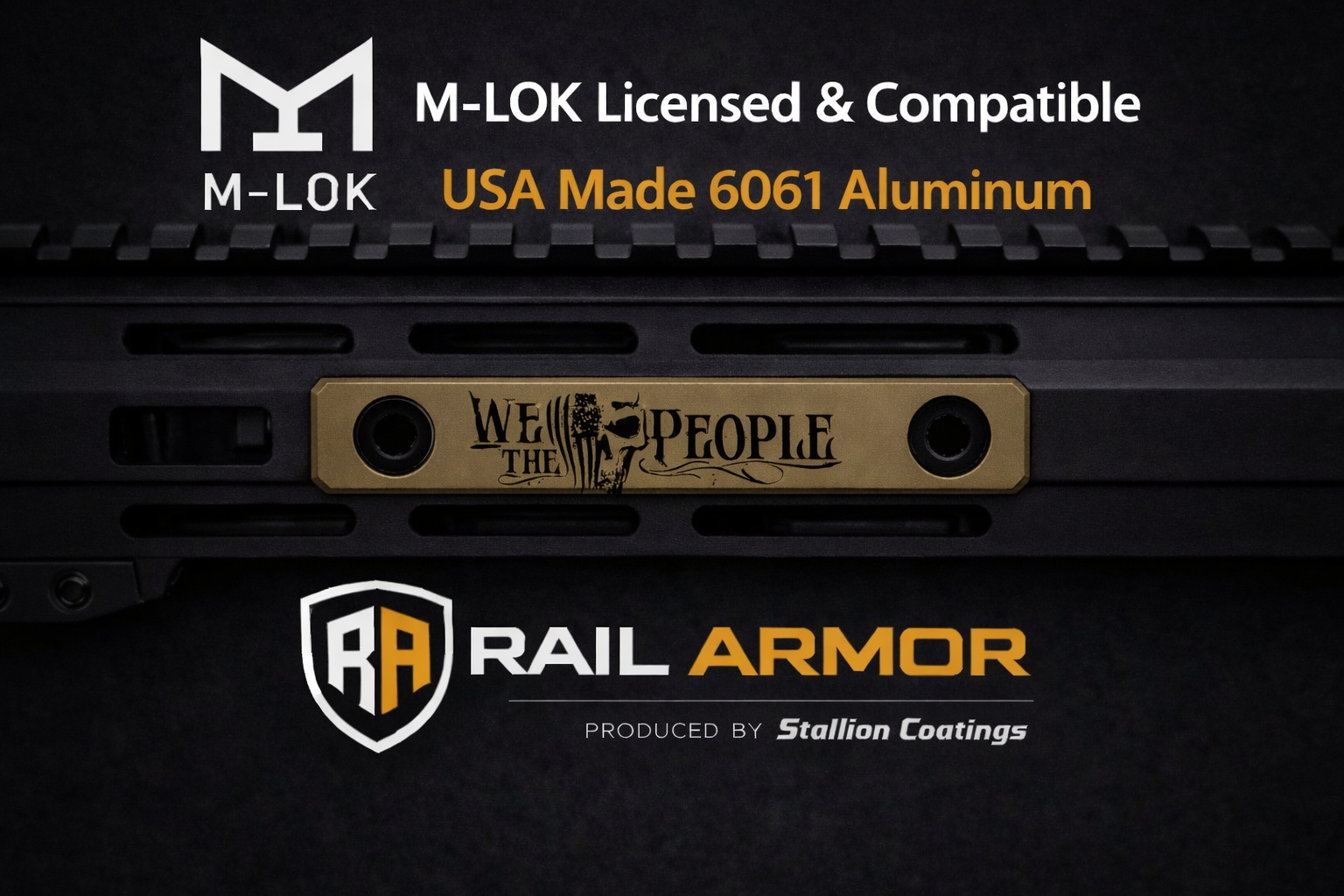Rail Armor M-LOK Plate – “We The People” Skull (Tan / Black Fill) 2 Rail Armor M-LOK Plate – “We The People” Skull (Tan / Black Fill)